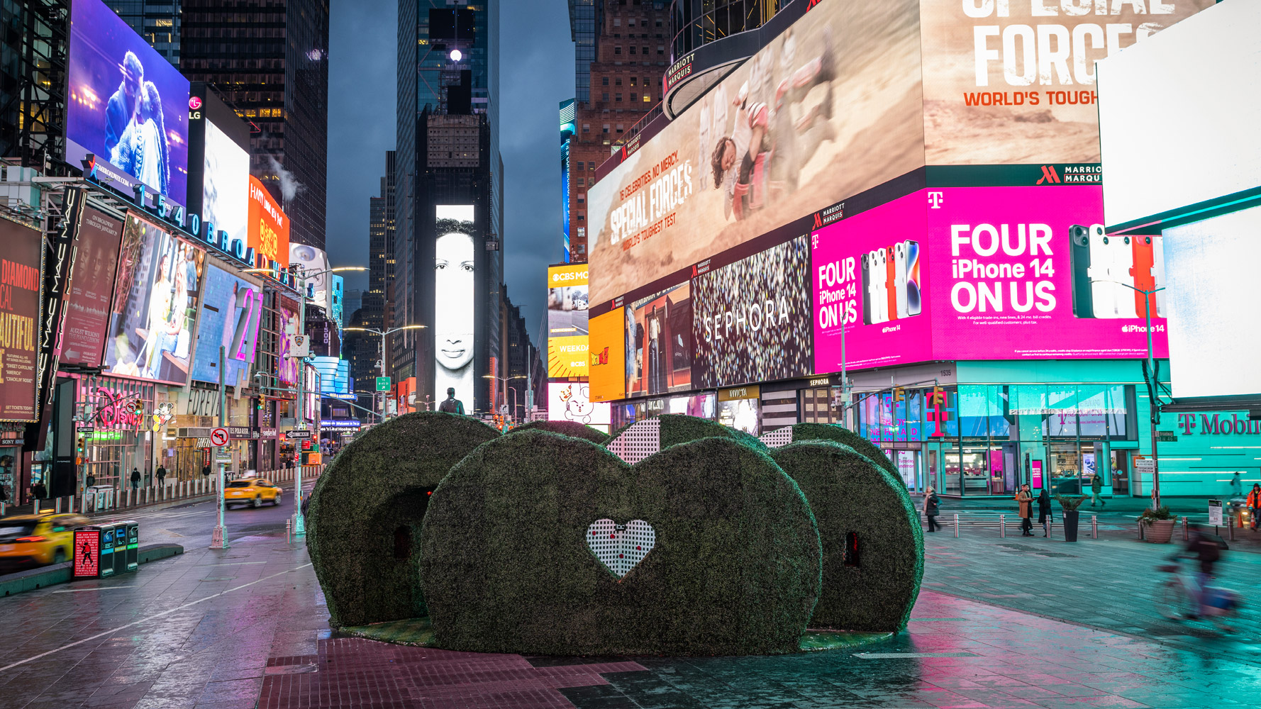 Almost Studio’s Heart-Shaped Topiary Mini-Maze Blooms in Times Square for Valentine's Day